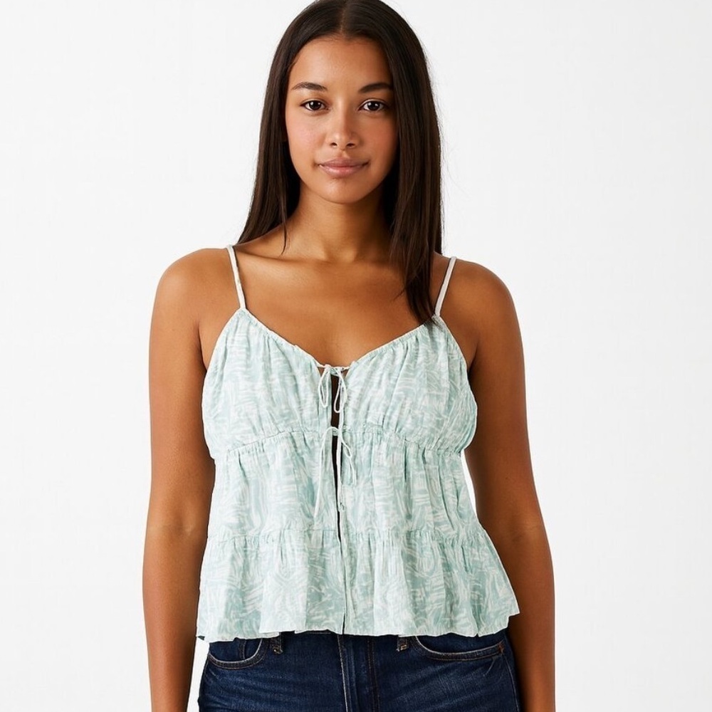 American Eagle Women’s Tie Front Cami Peplum Tank Size XL - Picture 4 of 11